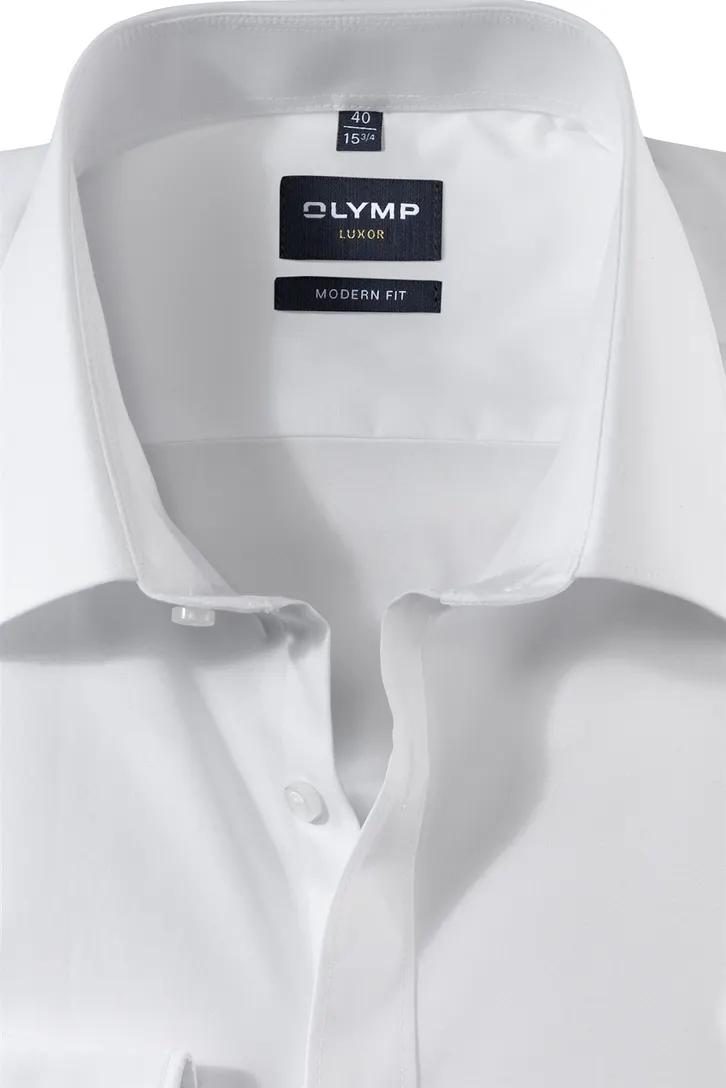 Olymp overhemd Luxor Modern Fit normale fit wit effen 100% katoen