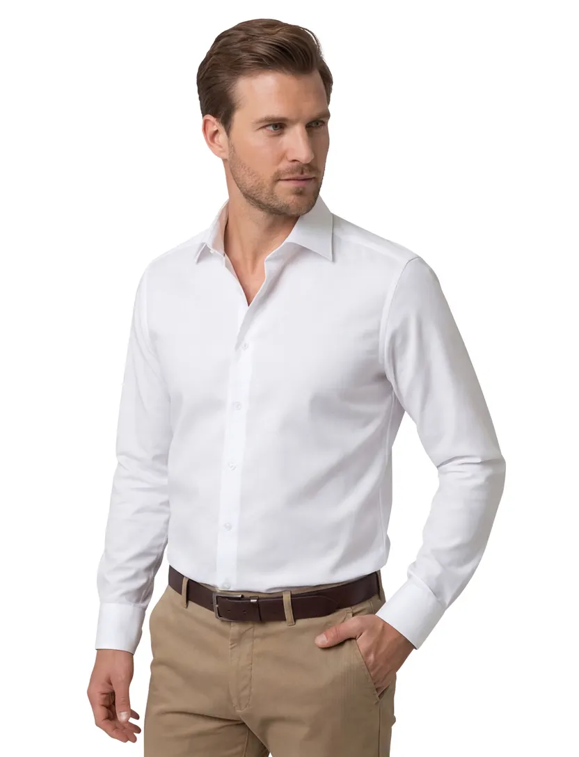 Olymp overhemd Luxor Modern Fit normale fit wit effen 100% katoen