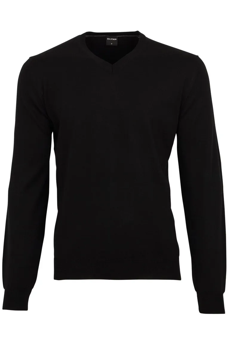 Olymp pullover zwart met v-hals merinwol
