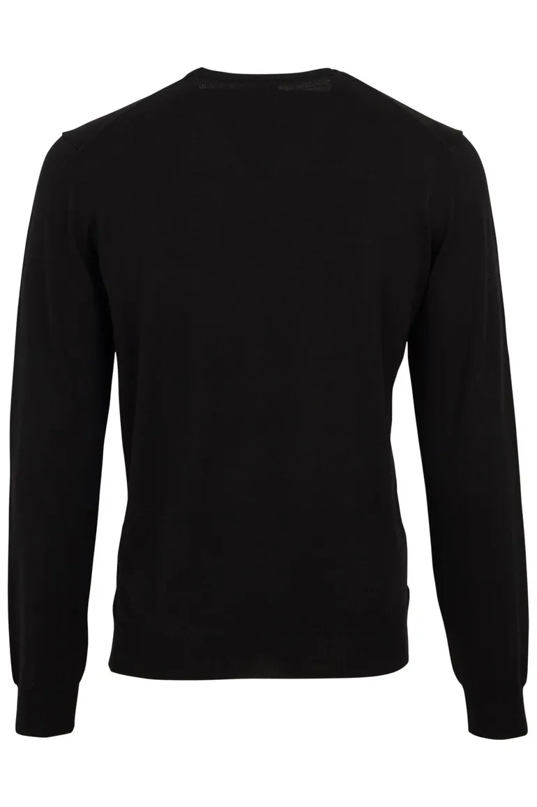 Olymp pullover zwart met v-hals merinwol