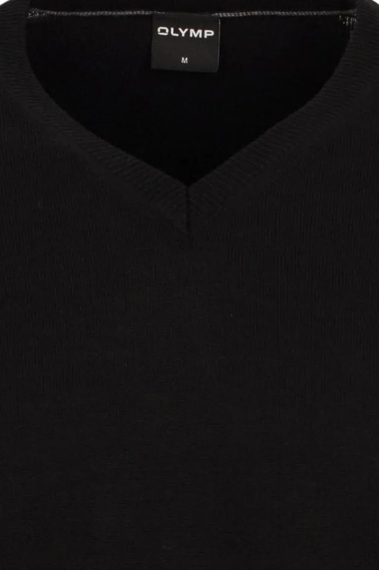 Olymp pullover zwart met v-hals merinwol
