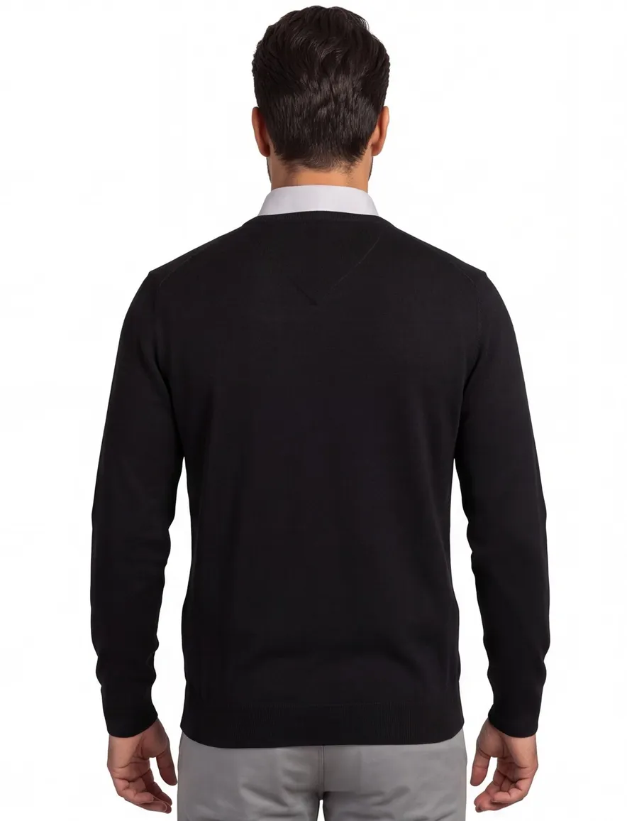 Olymp pullover zwart met v-hals merinwol