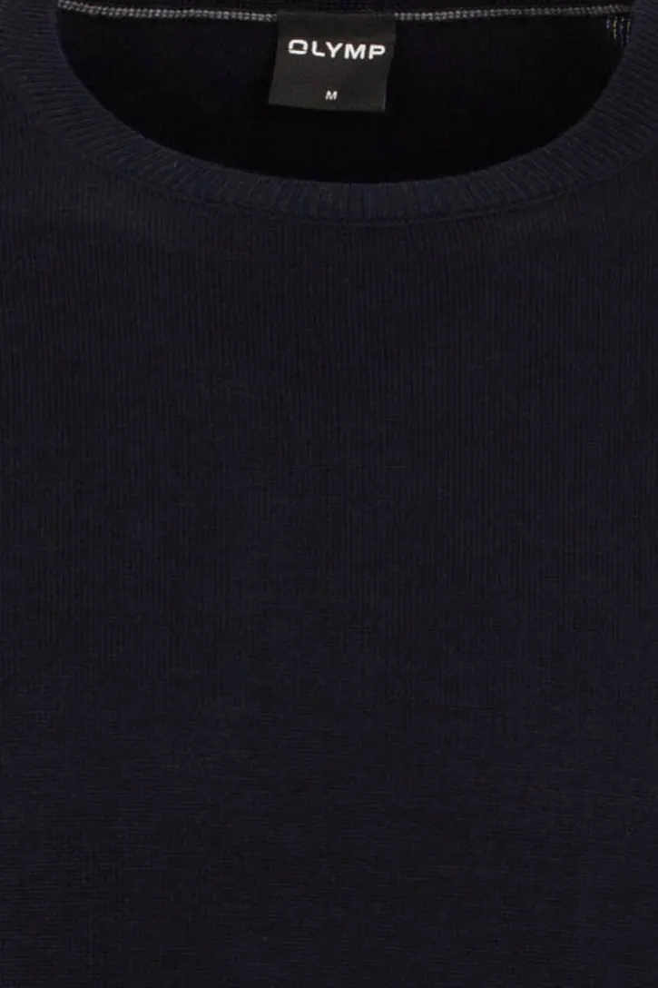 Olymp pullover ronde hals marineblauw merinowol