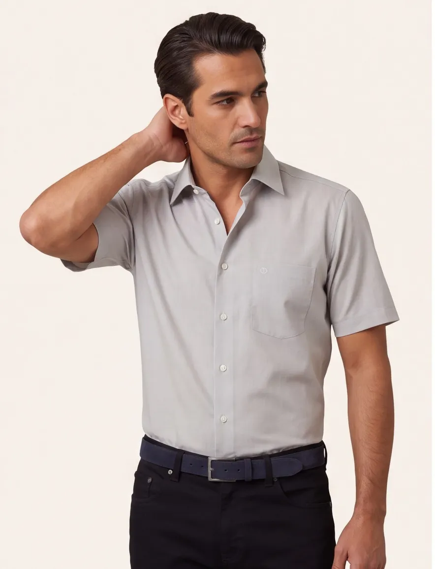 overhemd korte mouw grijs Olymp Luxor Comfort Fit