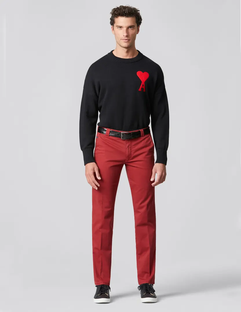 katoenen broek Meyer Roma rood effen katoen
