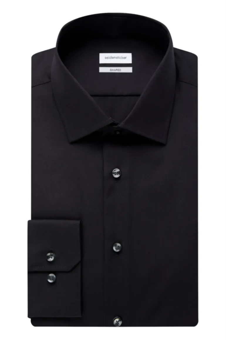 Seidensticker overhemd effen zwart slim fit