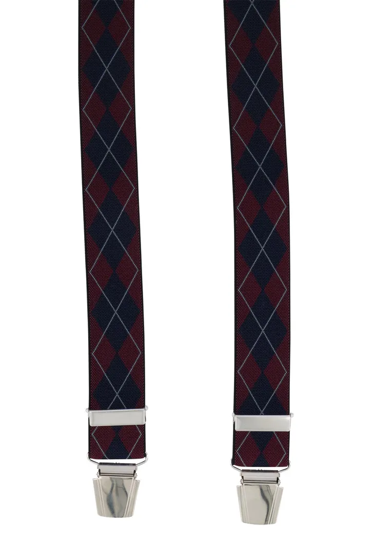 Lindenmann bretels bordeaux navy motief