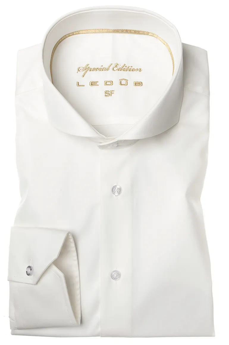 Ledub overhemd ecru slim fit cut-away