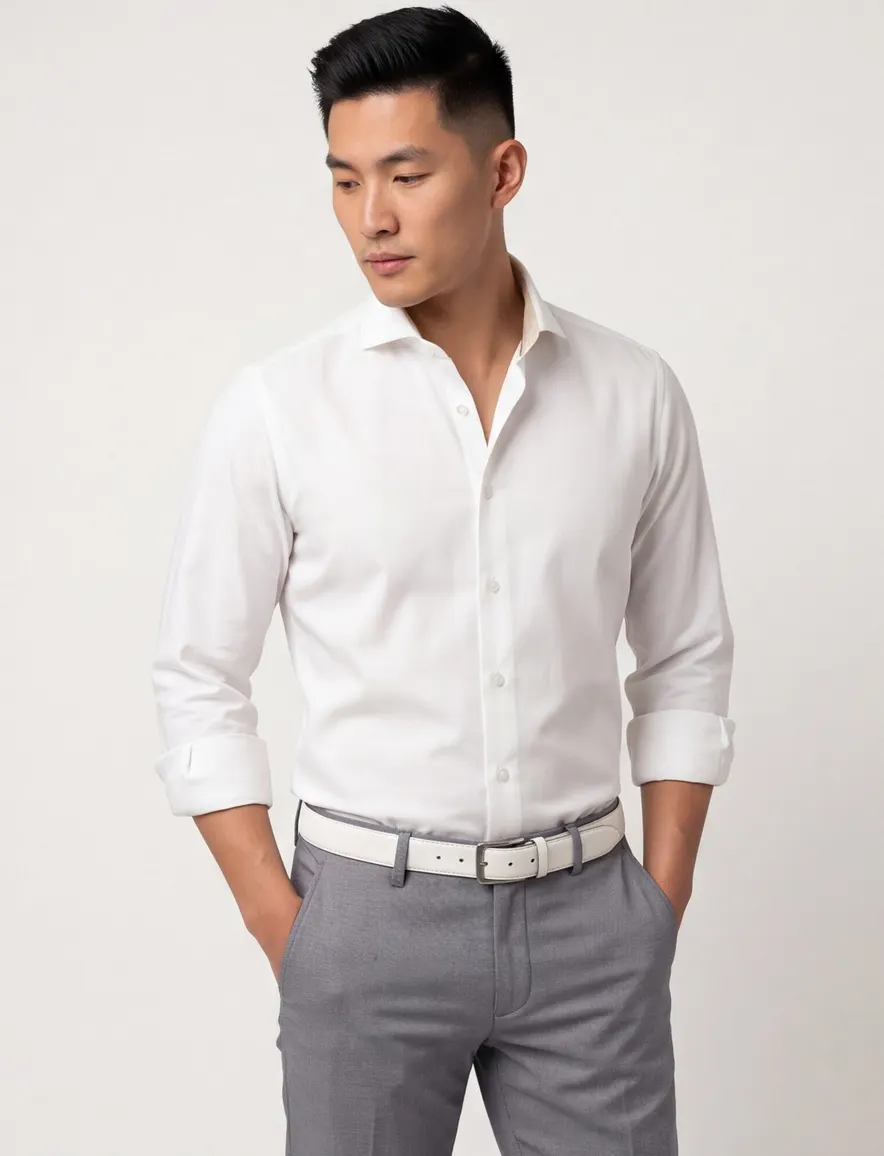 Ledub overhemd ecru slim fit cut-away