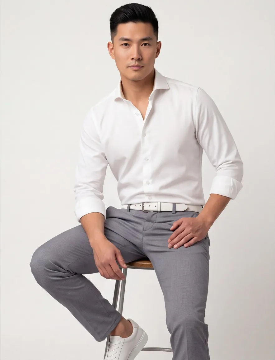 Ledub overhemd ecru slim fit cut-away
