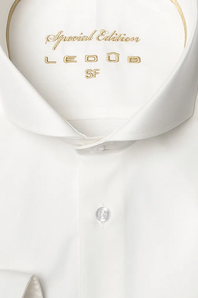 Ledub overhemd ecru slim fit cut-away