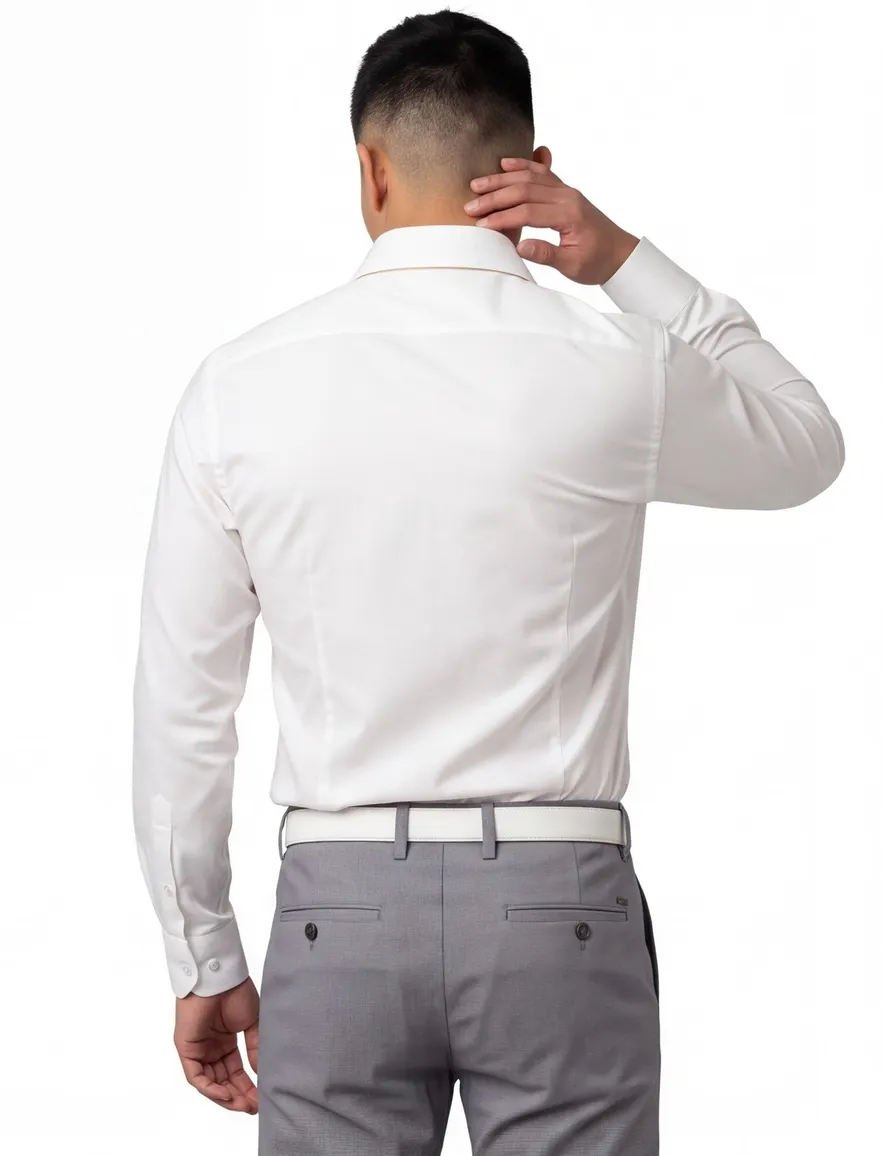 Ledub overhemd ecru slim fit cut-away