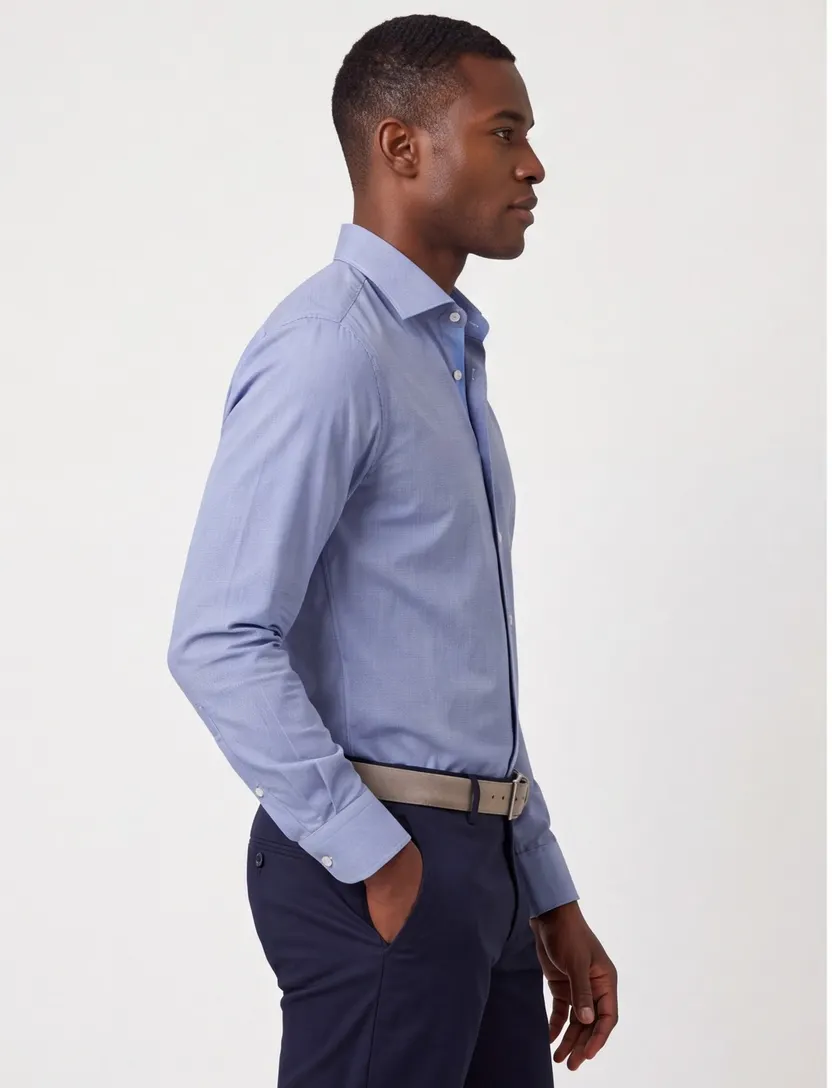 Olymp overhemd body fit Level 5 structuur blauw