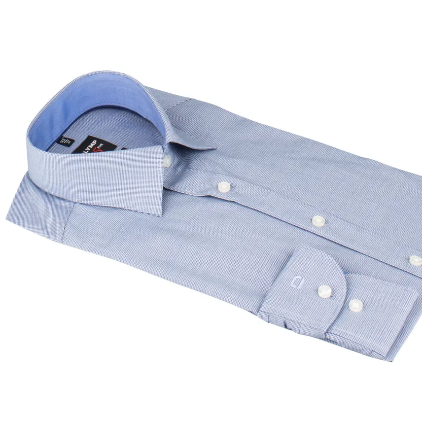 Olymp overhemd body fit Level 5 structuur blauw