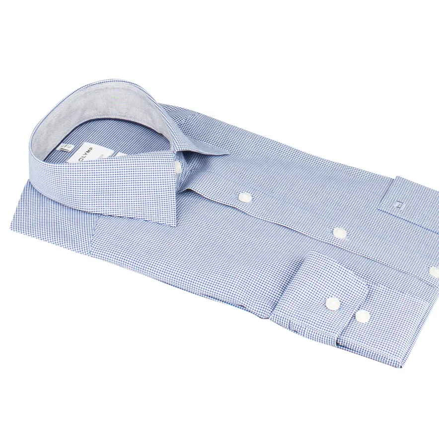 Olymp comfort fit overhemd subtiel ruitje navy