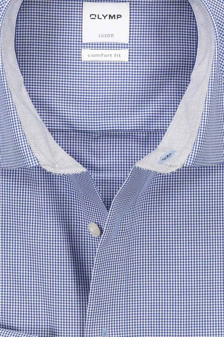 Olymp comfort fit overhemd subtiel ruitje navy