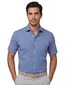 OLYMP korte mouw overhemd blauw ruit normale fit