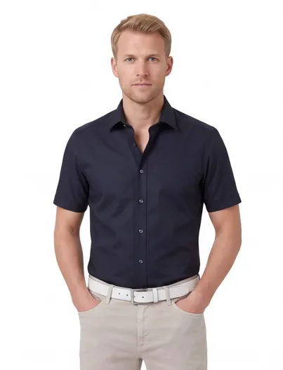 Olymp Olymp overhemd donkerblauw Body Fit katoen