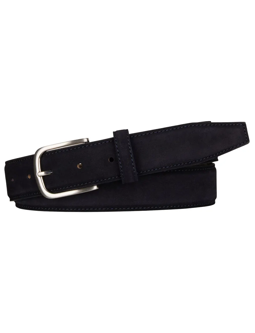 Profuomo riem navy suède stitch