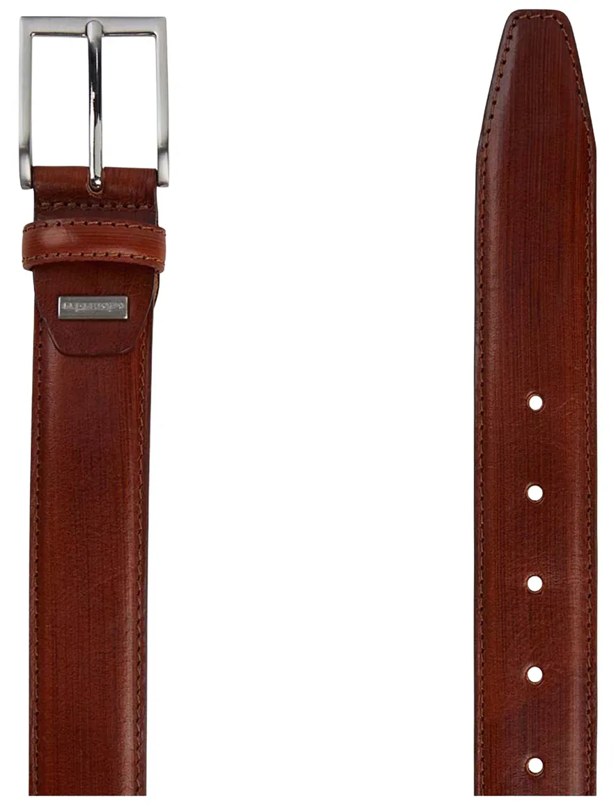 Profuomo riem cognac brown handpolish