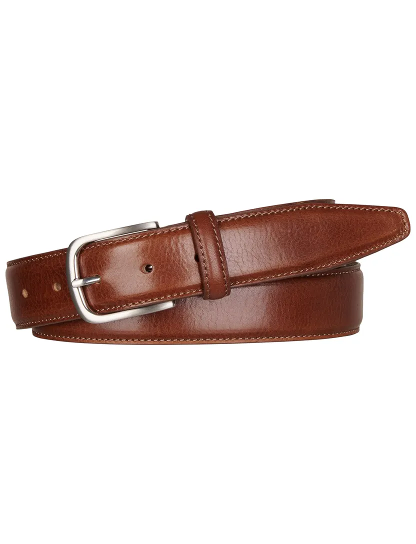 Riem Profuomo kalfsleder cognac doorgestikt