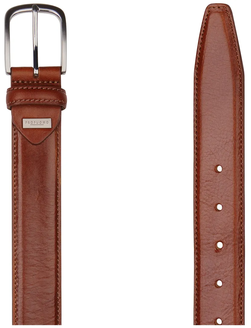 Riem Profuomo kalfsleder cognac doorgestikt
