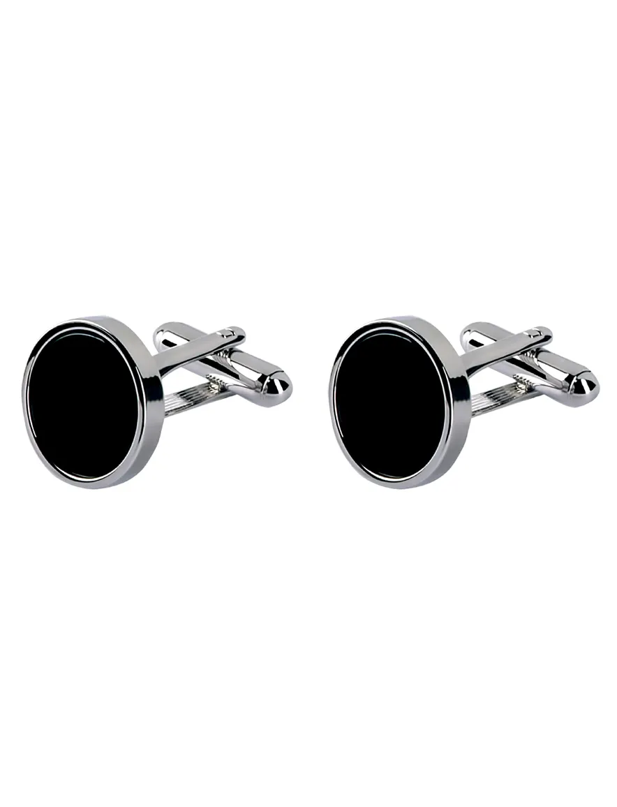 Profuomo manchetknopen rond zwarte onyx