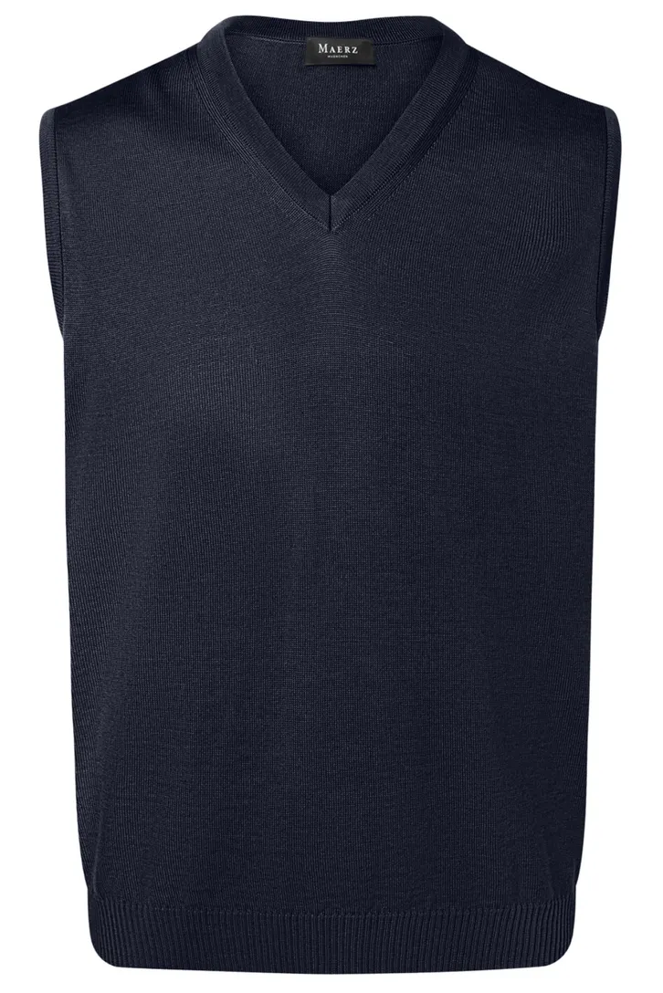 Maerz slipover navy merinowol v-hals