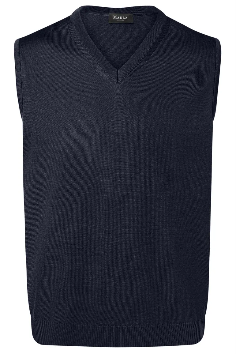Maerz slipover navy merinowol v-hals