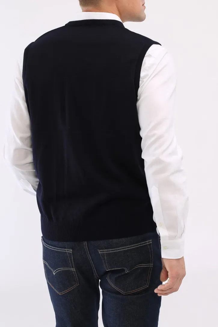Maerz slipover navy merinowol v-hals