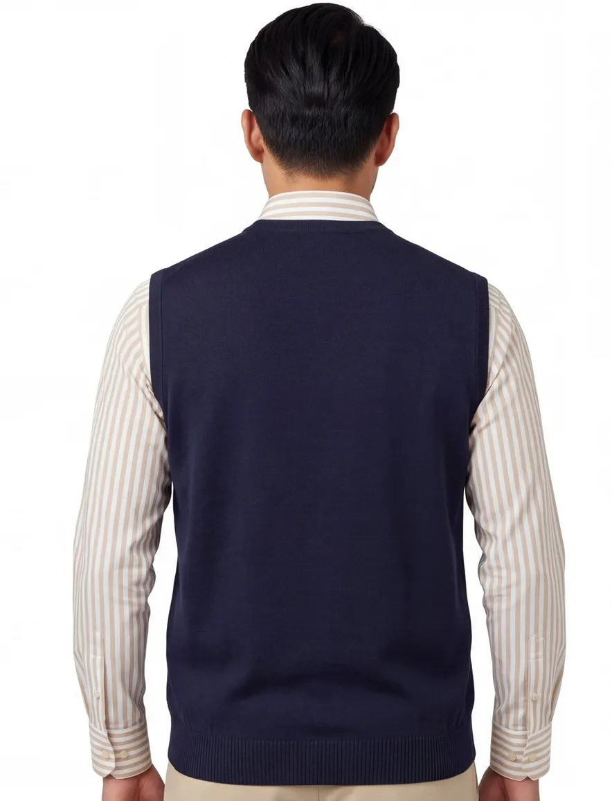 Maerz slipover navy merinowol v-hals
