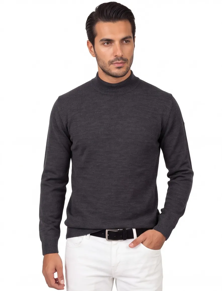 Maerz trui turtle neck antraciet merinowol