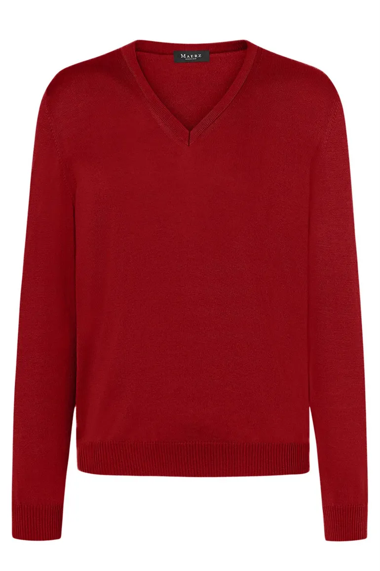 Maerz pullover rood merinowol v-hals
