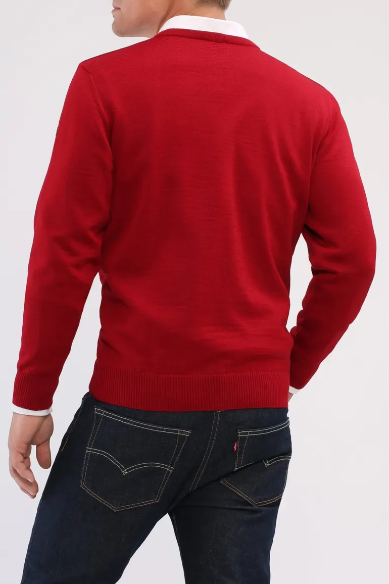 Maerz pullover rood merinowol v-hals