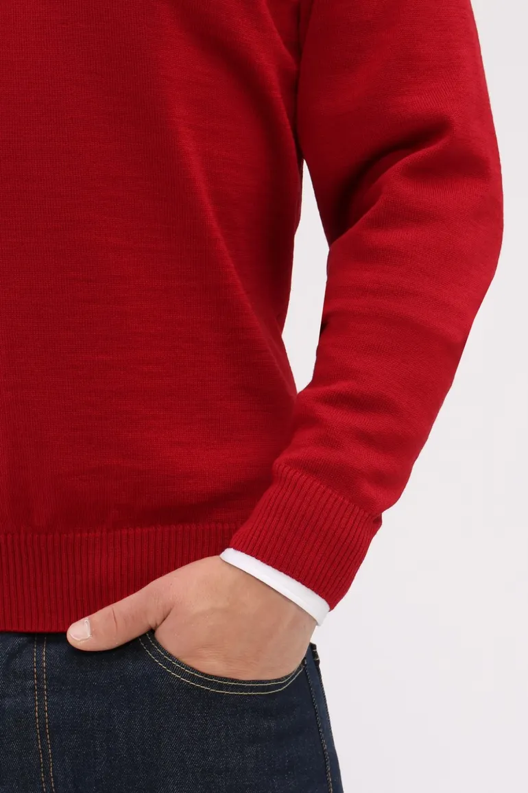 Maerz pullover rood merinowol v-hals