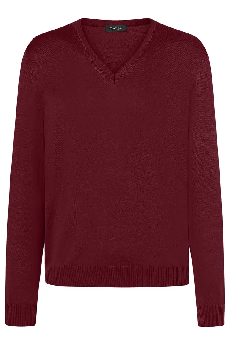 Maerz herentrui v-hals bordeaux merinowol