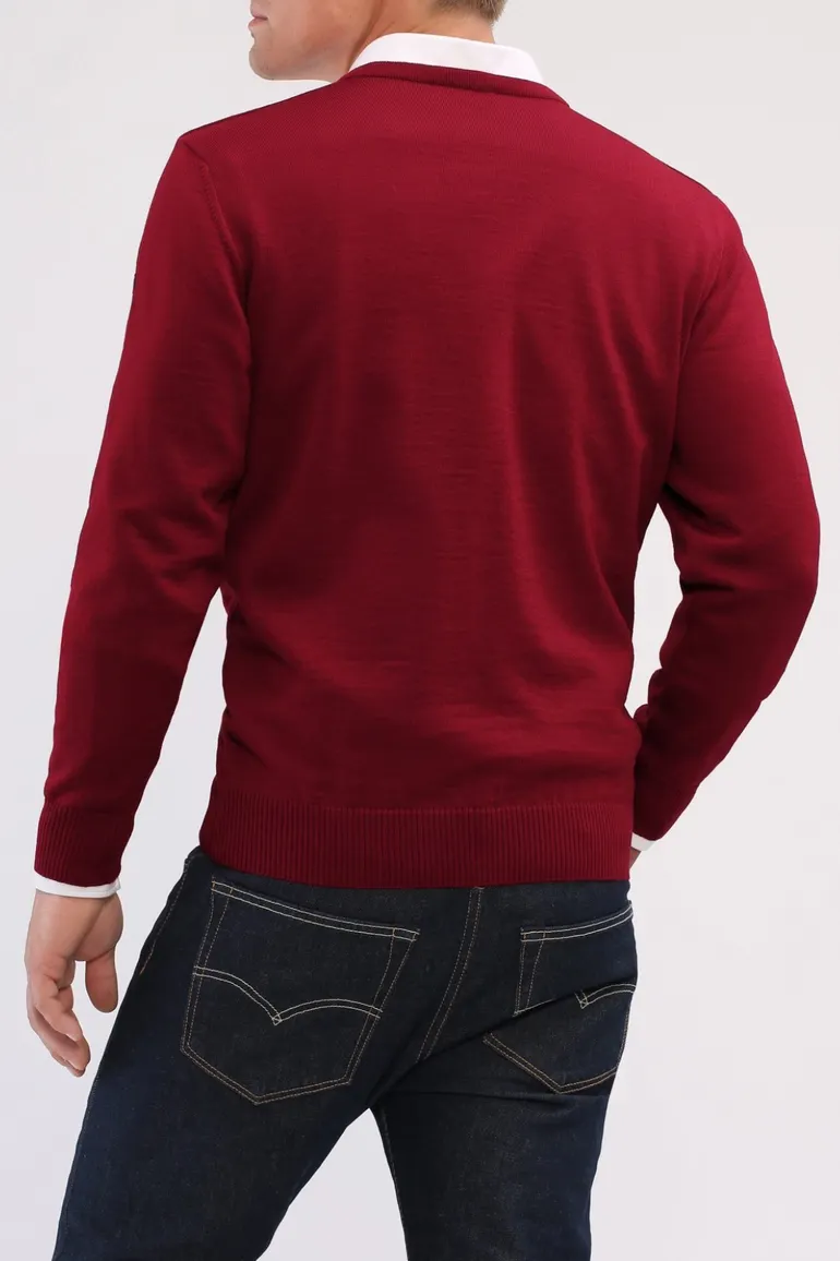 Maerz herentrui v-hals bordeaux merinowol
