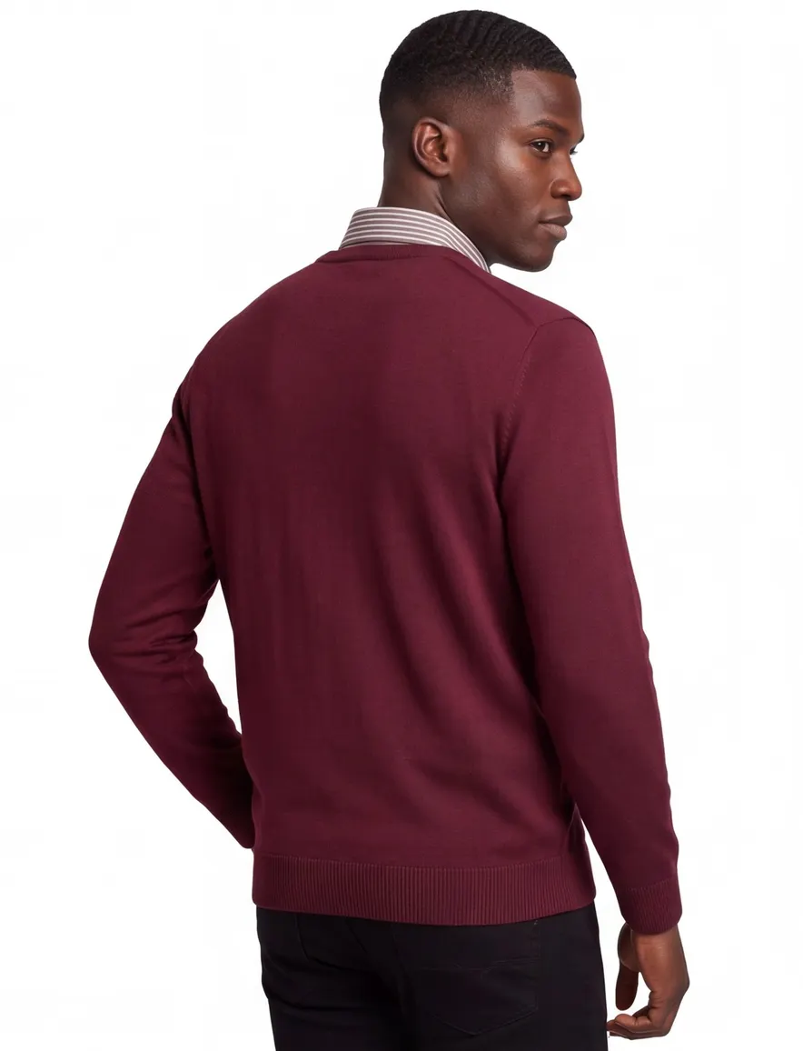 Maerz herentrui v-hals bordeaux merinowol