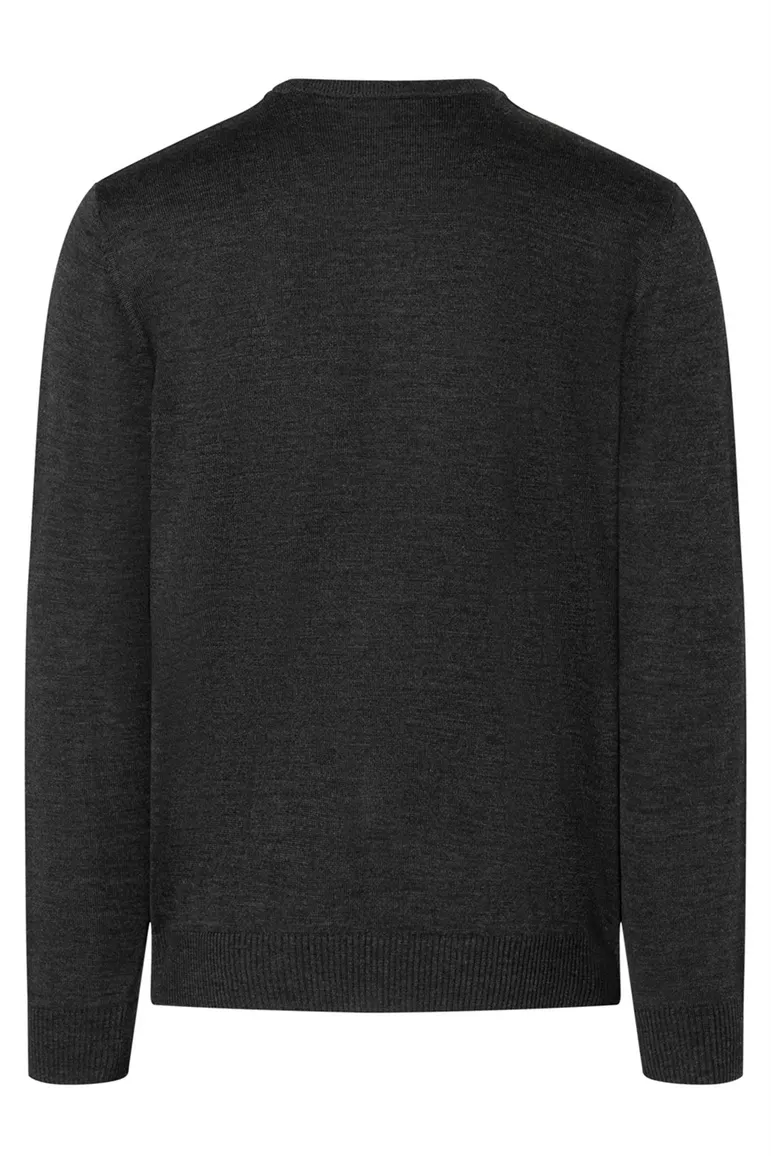Maerz trui antraciet ronde hals merino