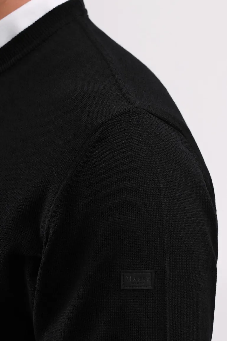 Maerz pullover ronde hals zwart merinowol