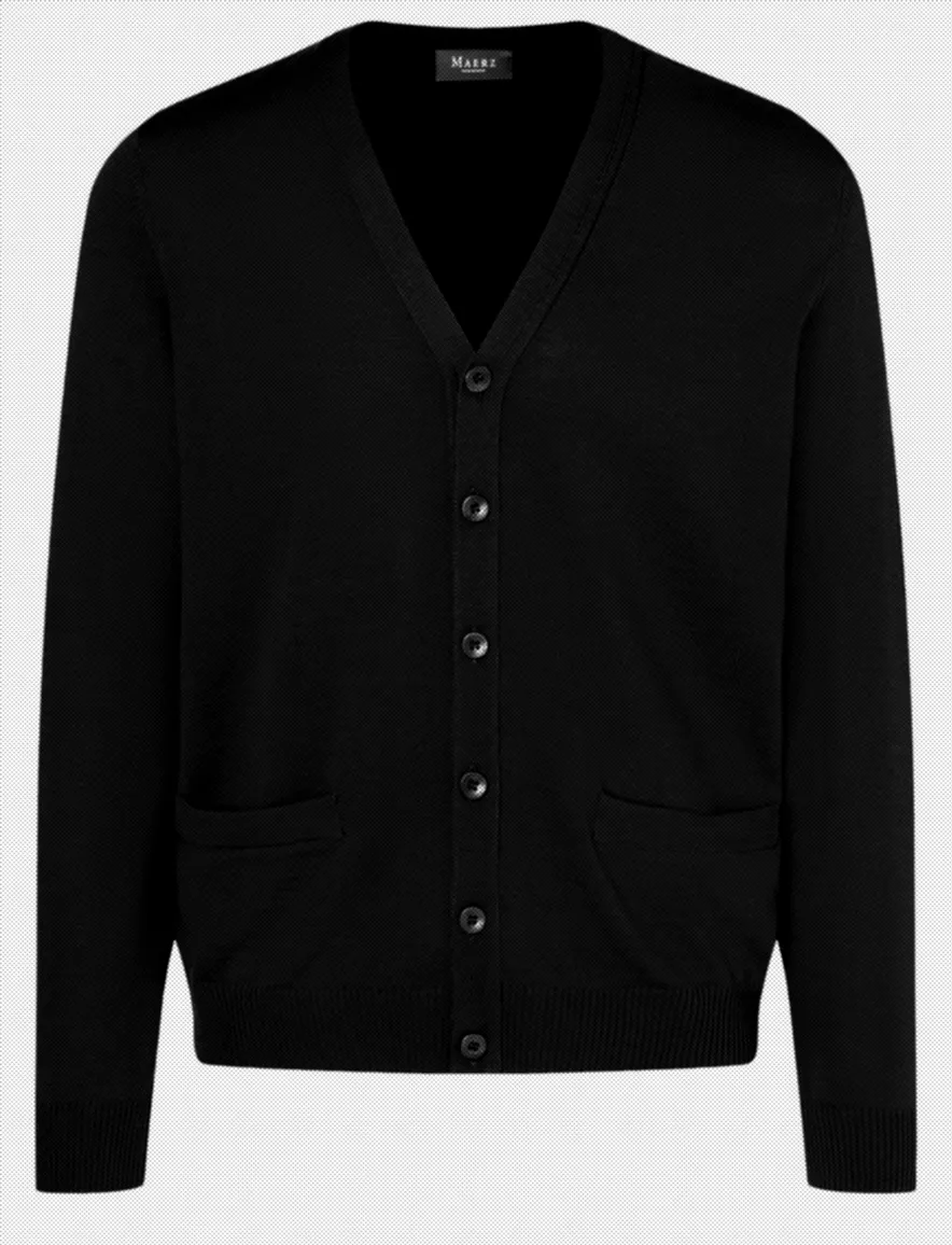 Maerz vest zwart merinowol met knopen