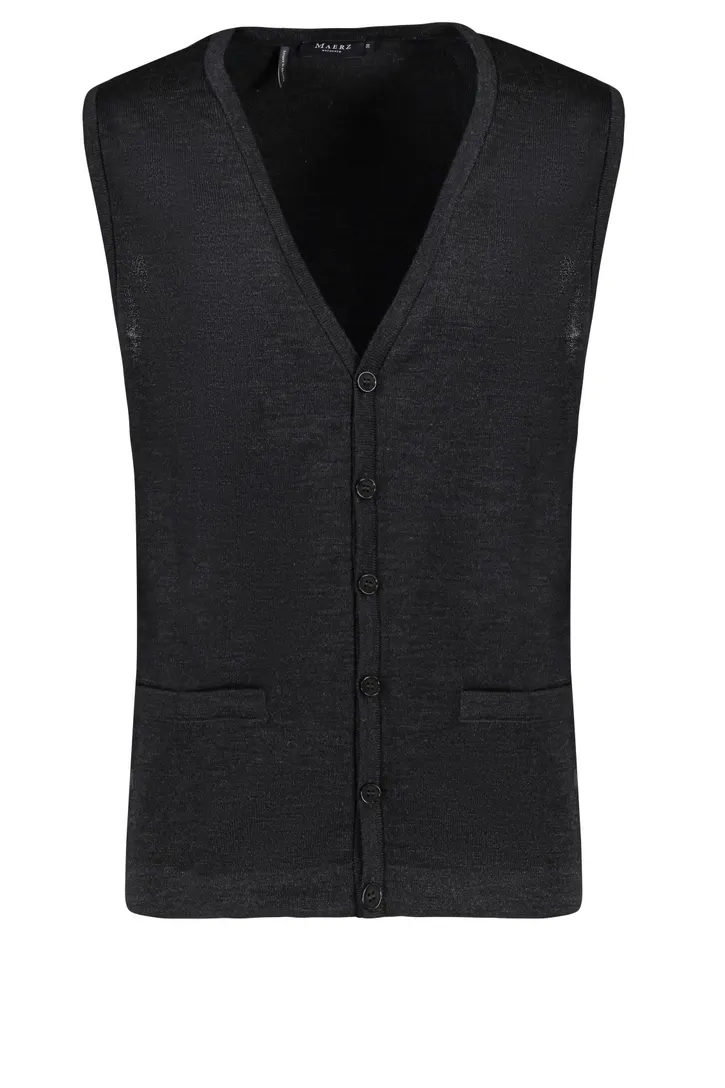 Maerz vest antraciet effen wol knopen