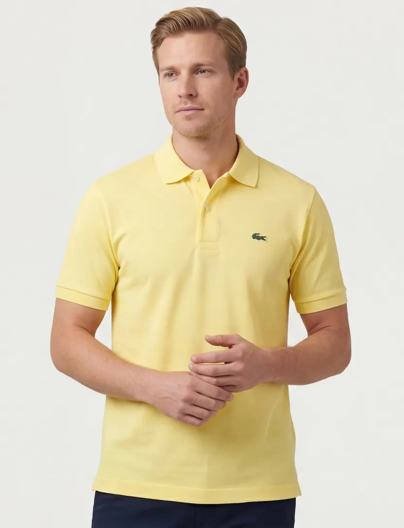 Lacoste polo geel effen katoen normale fit met logo
