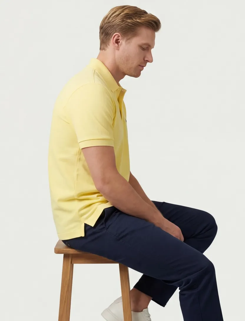 Lacoste polo geel effen katoen normale fit met logo