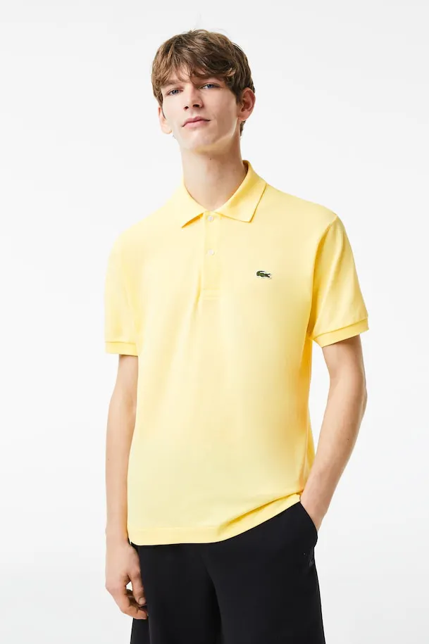 Lacoste polo geel effen katoen normale fit met logo