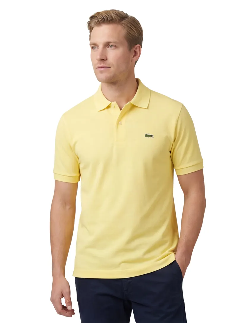 Lacoste polo geel effen katoen normale fit met logo