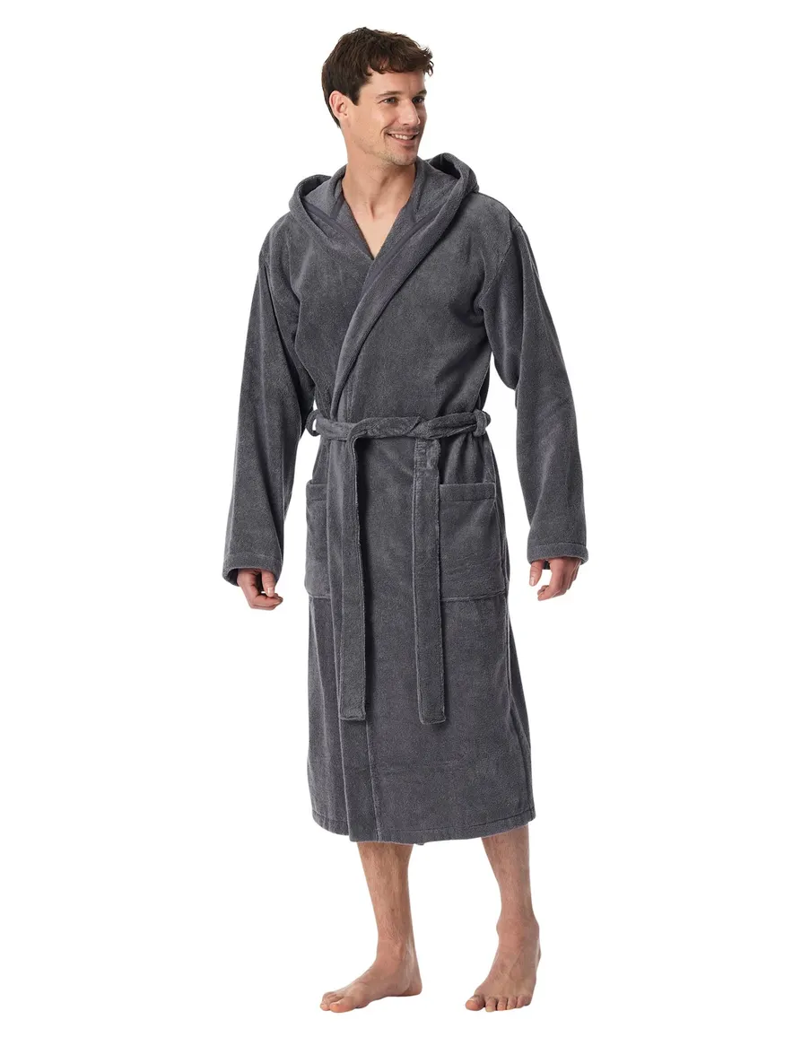 badjas Schiesser Essentials effen katoen grijs