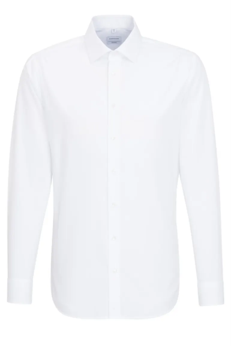 overhemd mouwlengte 7 Seidensticker wit effen katoen slim fit