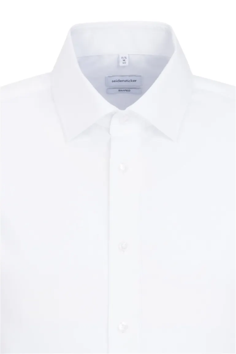 overhemd mouwlengte 7 Seidensticker wit effen katoen slim fit
