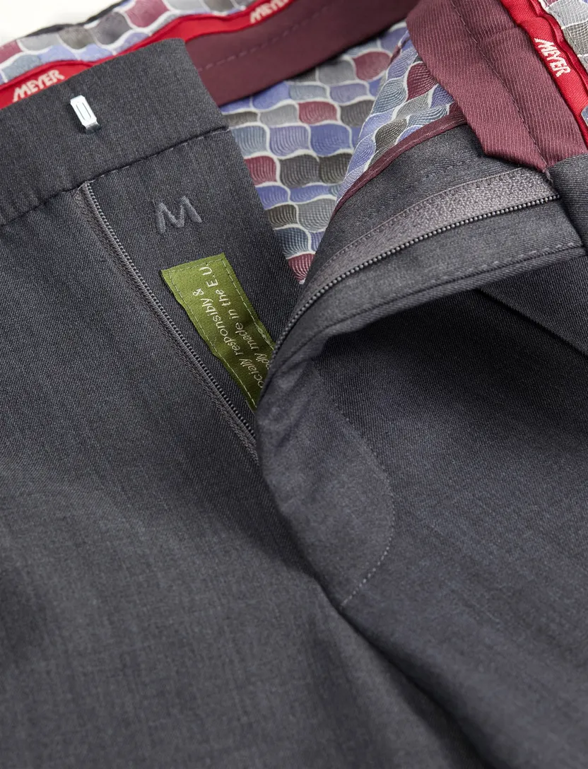 Meyer heren pantalon grijs effen wol Bonn